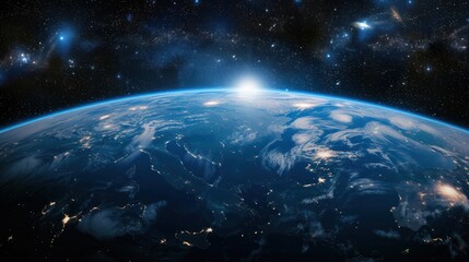 Earth view from outer space background