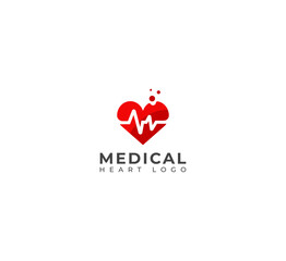 Medical heart Logo design vector template. Heartbeat logo.