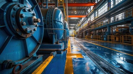 Equipment, cables and piping as found inside of a modern industrial power plant