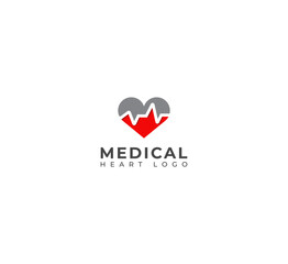 Medical heart Logo design vector template. Heartbeat logo.