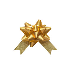 Gold star gift bow ribbon isolated on transparent or white background, png