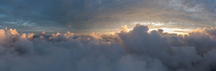 Clouds and morning sky or Doi Dam Viewpoint on the mountain full of fog in sea of clouds at dawn,...
