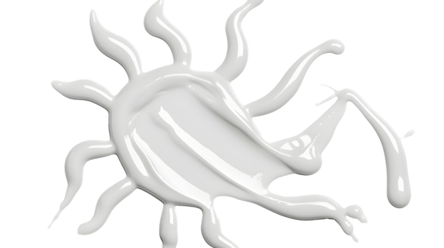 White cosmetic tanning cream in shape sun 