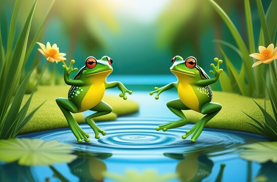 Leap day, 29 February 2024 illustration with Green Frog, calendar with date 29 February. Leap year, one extra day, Happy Leap Day greeting card.