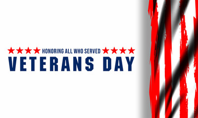 Fototapeta na wymiar Happy Veterans Day United States of America background vector illustration , Honoring all who served