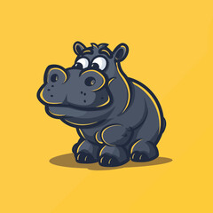 cartoon animal logo, Hippopotamus