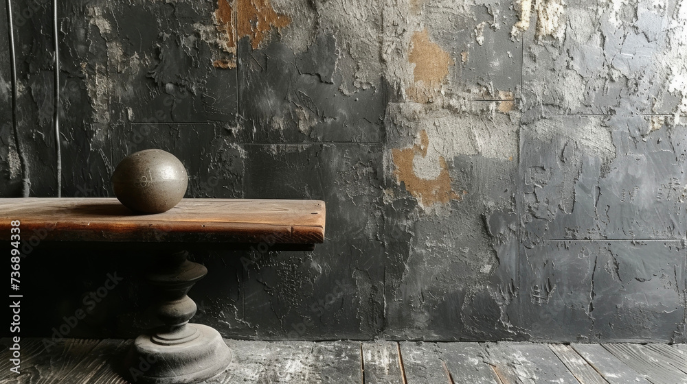 Wall mural A detailed shot of a textured plaster wall with a distressed finish adding a rustic and organic feel to a modern industrial space.