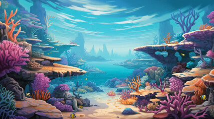 Fototapeta na wymiar The coral reef - illustration for the children.