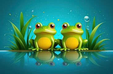 Happy Leap Day Illustration on 29 February with calendare Jumping Frogs and Pond Background in Holiday Celebration Flat Cartoon Design