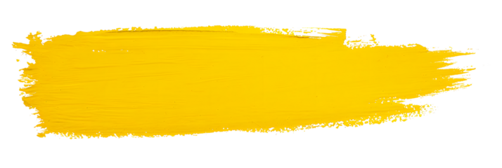 Yellow stroke of paint isolated on transparent background
