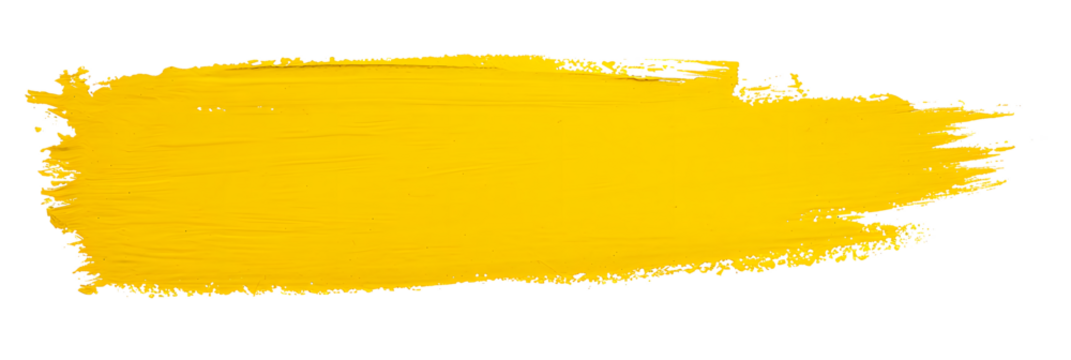 Yellow stroke of paint isolated on transparent background