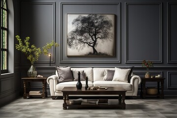 stylist and royal Beautiful contemporary living room home interior, space for text, photographic