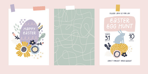 Set of Easter cards. Perfect for poster, greeting card or invitation.  - 736895561