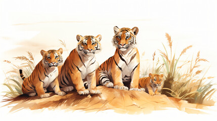 The safari - tigers - wildlife - illustration.