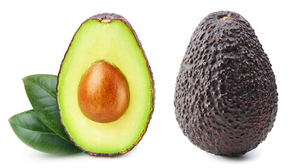 Isolated avocado with leaf