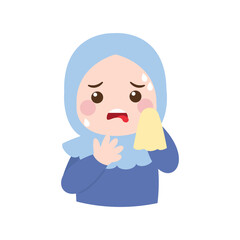 Hijab woman sweating from hot weather