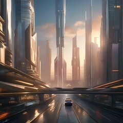 Futuristic megacity, Sprawling metropolis of the future with towering skyscrapers and bustling streets filled with hovercars2