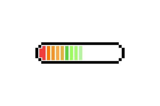 Pixel art 8-bit.Loading bar on white screen. PNG