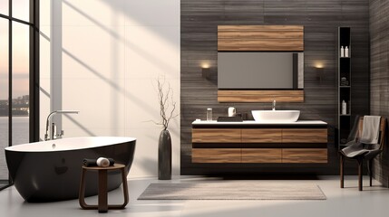 bathroom room ideas, including bathtub, glass, towels, shower, shelf table which are simple and minimalist but still give the impression of being clean and elegant.