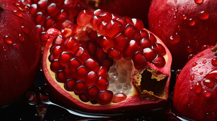 Various close-up pomegranate photos.