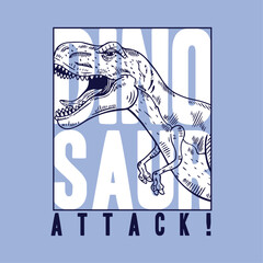 screen print design with typo and wild dinosaur sketch