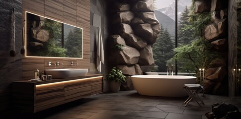bathroom room ideas, including bathtub, glass, towels, shower, shelf table which are simple and minimalist but still give the impression of being clean and elegant.