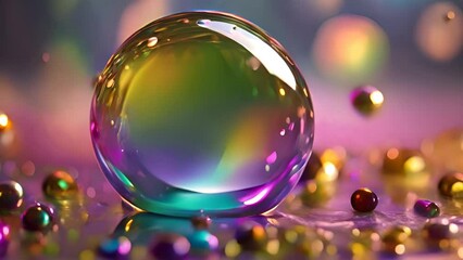 Abstract dispersion glass sphere. Futuristic soft blob with rainbow. Liquid shape, animation in 4K. Holographic spectrum colors. Prism, iridescent concept, 3D background. - Powered by Adobe