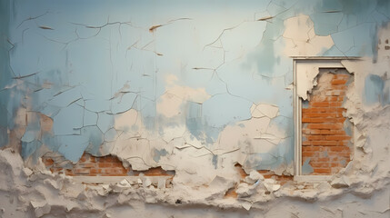 Textured wall with peeling pastel paint and crackle pattern