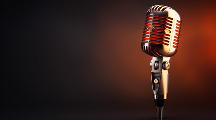 Vintage microphone isolated on a smooth background.