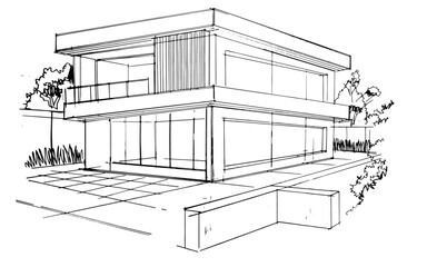 Drawing exterior and interior architectural lines. , Graphic assembly in architecture and interior design work. ,Sketch ideas for interior or exterior designs.