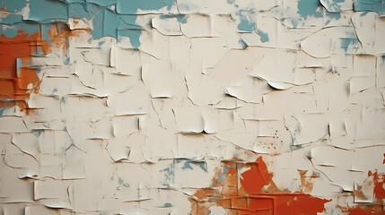Textured wall with peeling pastel paint and crackle pattern