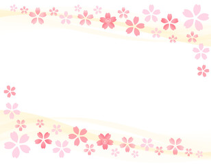 沢山の桜とウェーブのフレーム　2