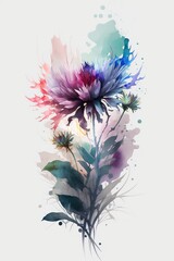 _watercolor_flower_center_colorful_white_background ulta hd 4k image