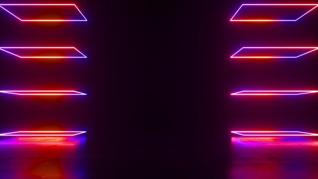 TV Series COLORFUL neon glow color moving seamless art loop background abstract motion screen background animated box shapes 4K loop lines design 4K laser show looped animation ultraviolet spectrum 4K