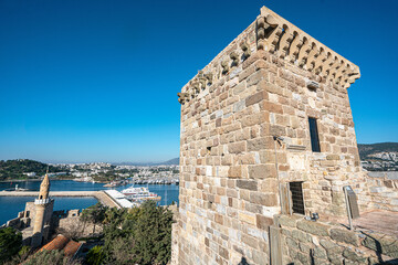 The amazing views of walls and towers of The Bodrum Museum of Underwater Archaeology, which  was established in The Bodrum Castle in 1964.