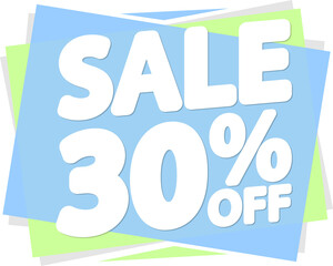 Sale 30% off banner, discount tag on transparent background, PNG 