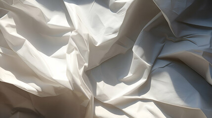 White crumpled paper isolated on gray background. 3d rendering