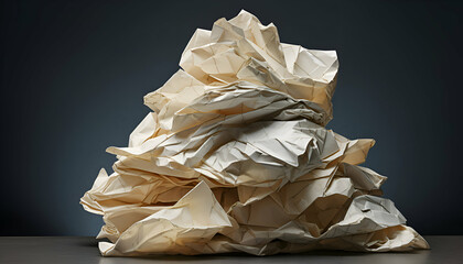 Pile of crumpled papers isolated. 3d illustration