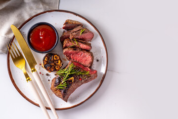 Grilled beef steak with herb and spices