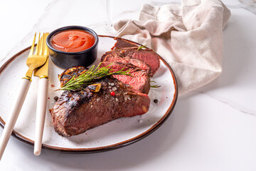 Grilled beef steak with herb and spices