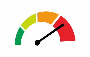 Colorful speedometer vector icon with perspective. Speed indicator icon. 
