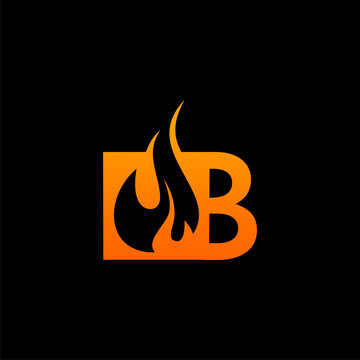 b letter fire flame