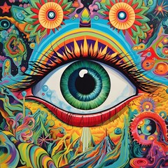 Psychedelic illustration of a eye 