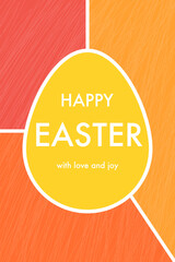 Abstract background with colourful Easter egg and geometric shapes. Modern style greeting card. Vector illustration