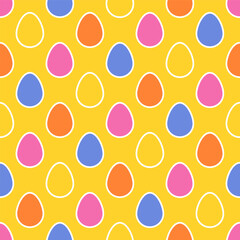Easter seamless pattern. Design of background with colourful eggs. Vector illustration