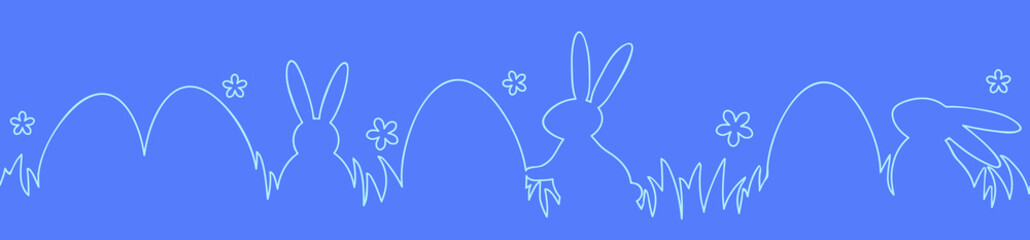 Design of a Easter decoration with eggs and rabbits. Simple banner. Vector illustration