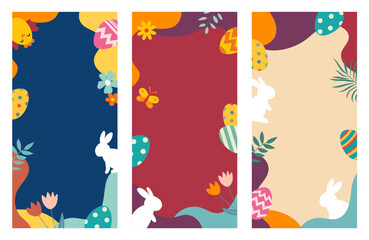 Happy easter greeting card banner background template. Abstract easter mobile phone background.