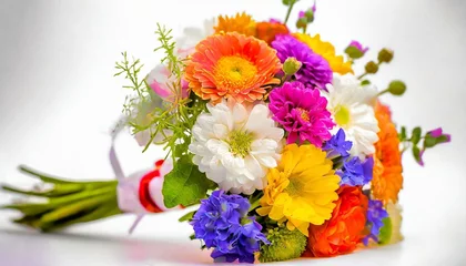 Stof per meter Colorful bouquet of flowers on white background © Monika