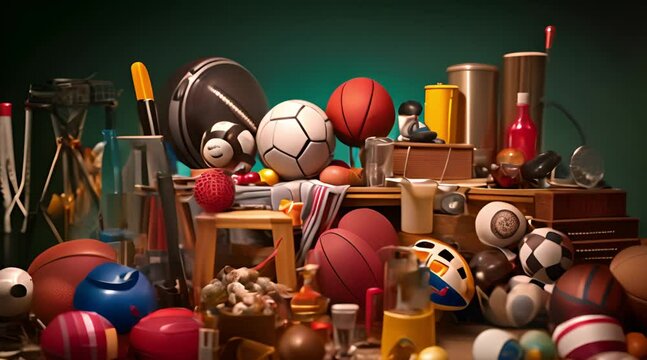 collection of sports equipment