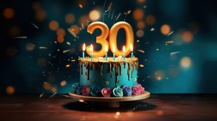 birthday cake on 30 digit